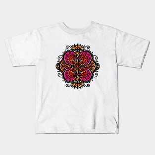 Peacock Phoenix abstract painted doodle Kids T-Shirt